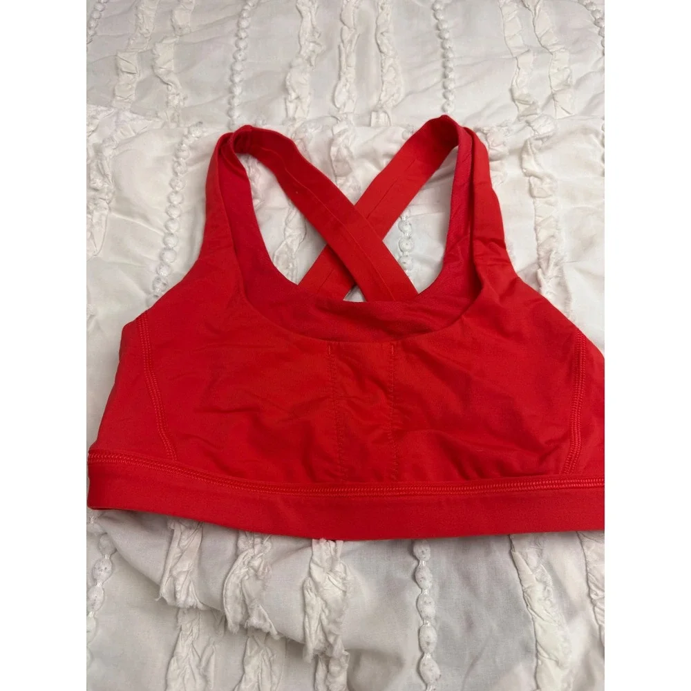 Lululemon Energy Bra Red Cross Back Medium Support Sports Bra Size 6